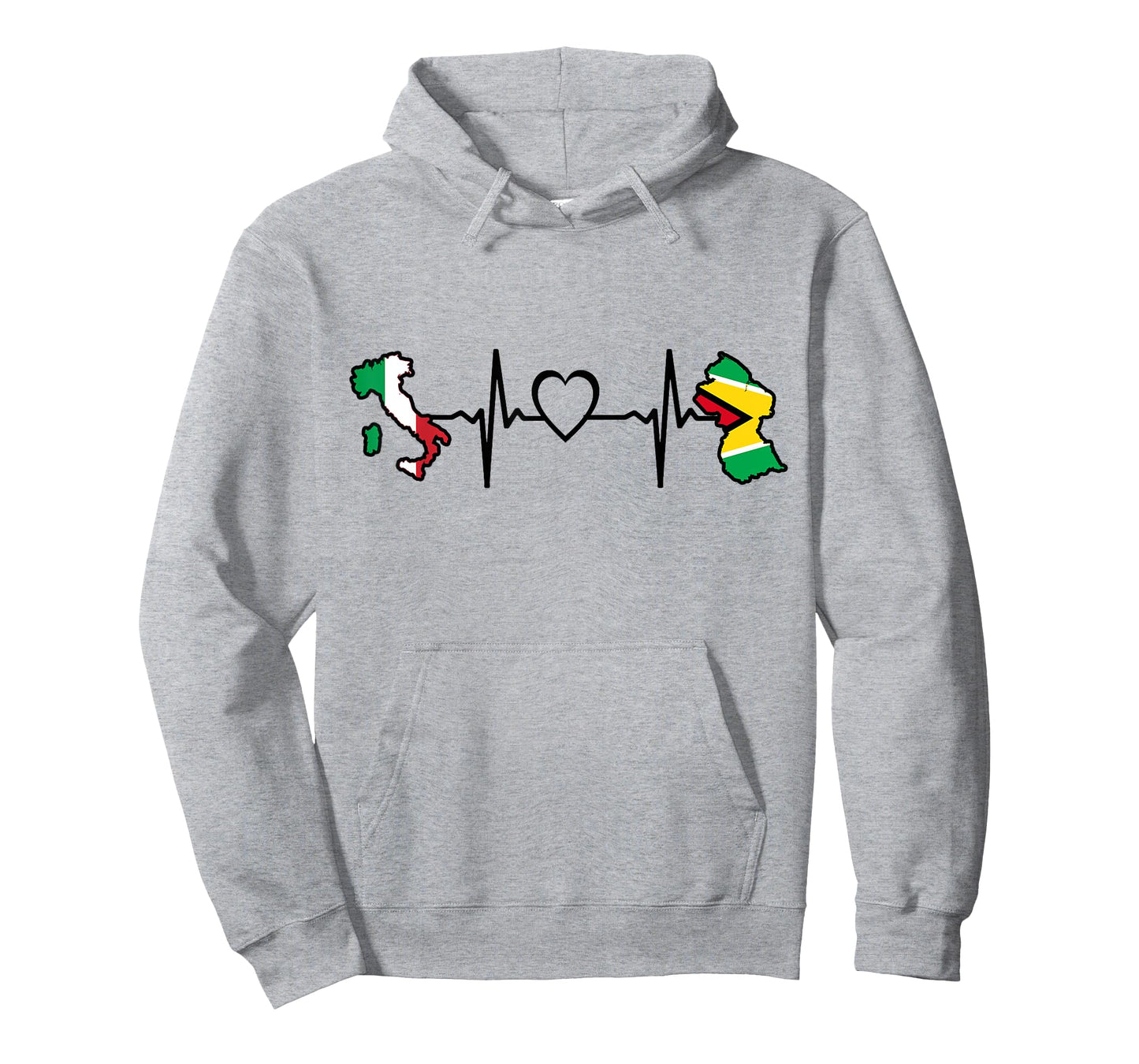 Guyana Italy Flag Guyanese Italian Heartbeat T-Shirt