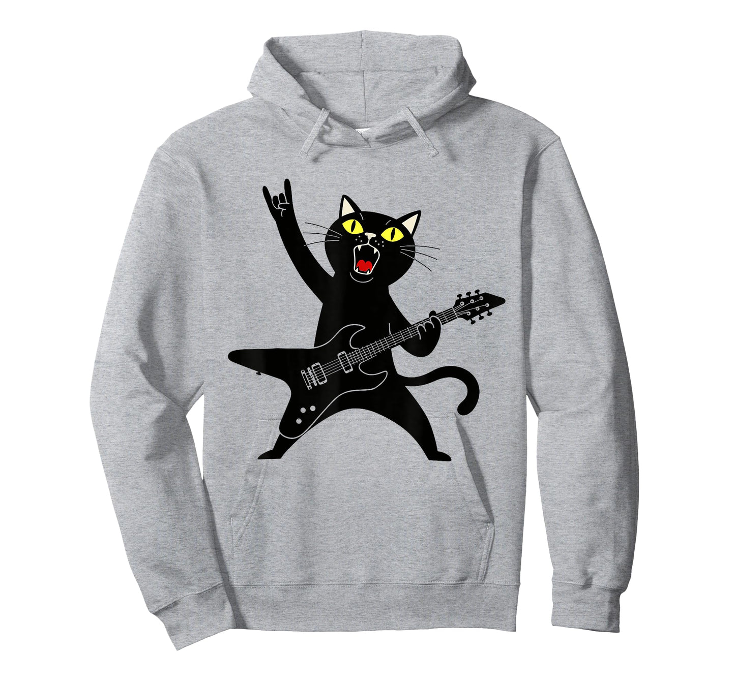 Rock and Roll Black Cat Playing Guitar T-Shirt