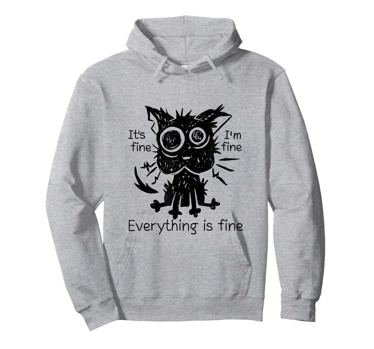 Everything is Fine Funny Stressed Out Cat Graphic T-Shirt for Men Women