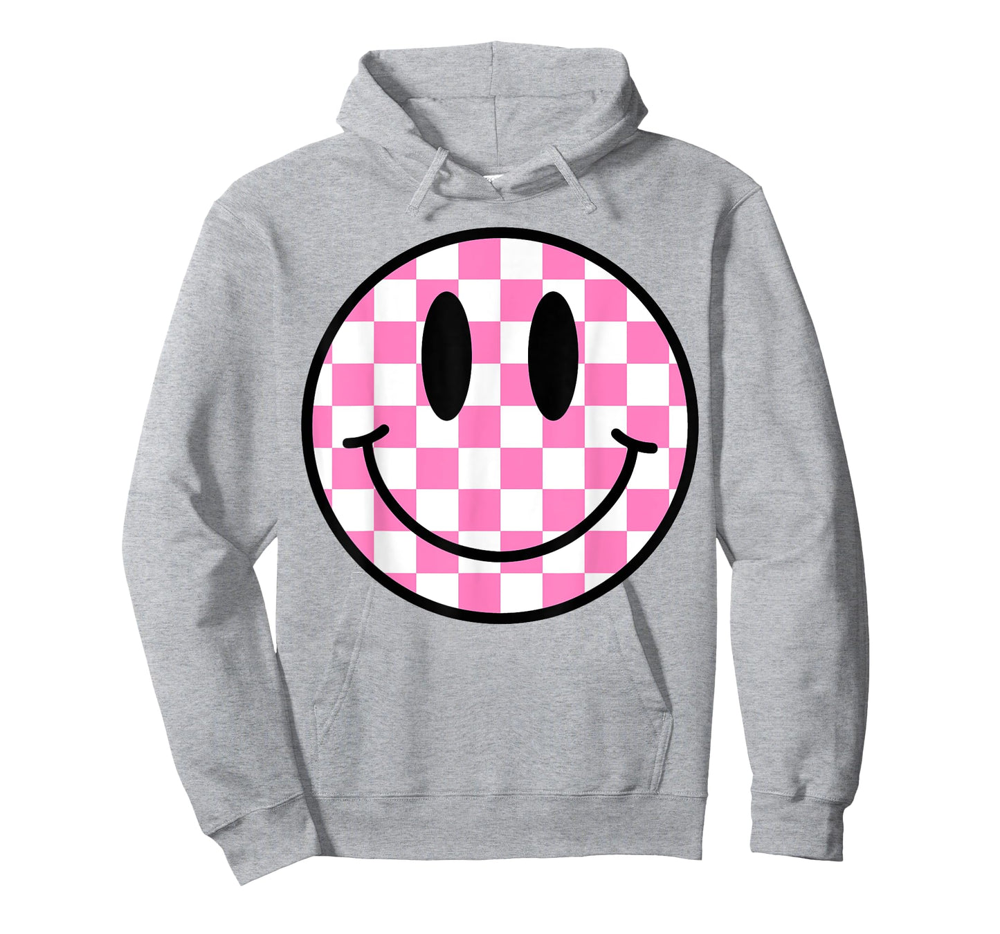 White Shirt Hot Pink Happy Face Smile Face Trendy Smiling T-Shirt