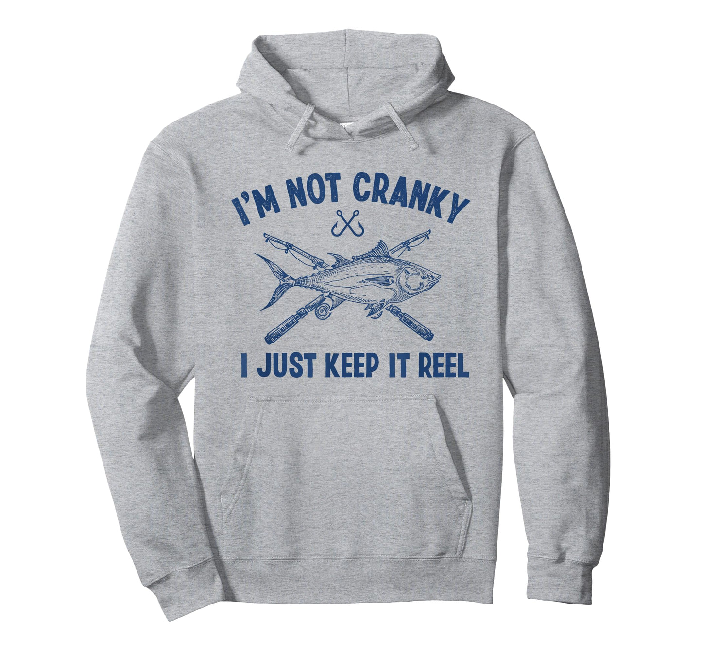 Fishtastic Funny Cranky Fishing Fisherman T-Shirt, Small, Grey