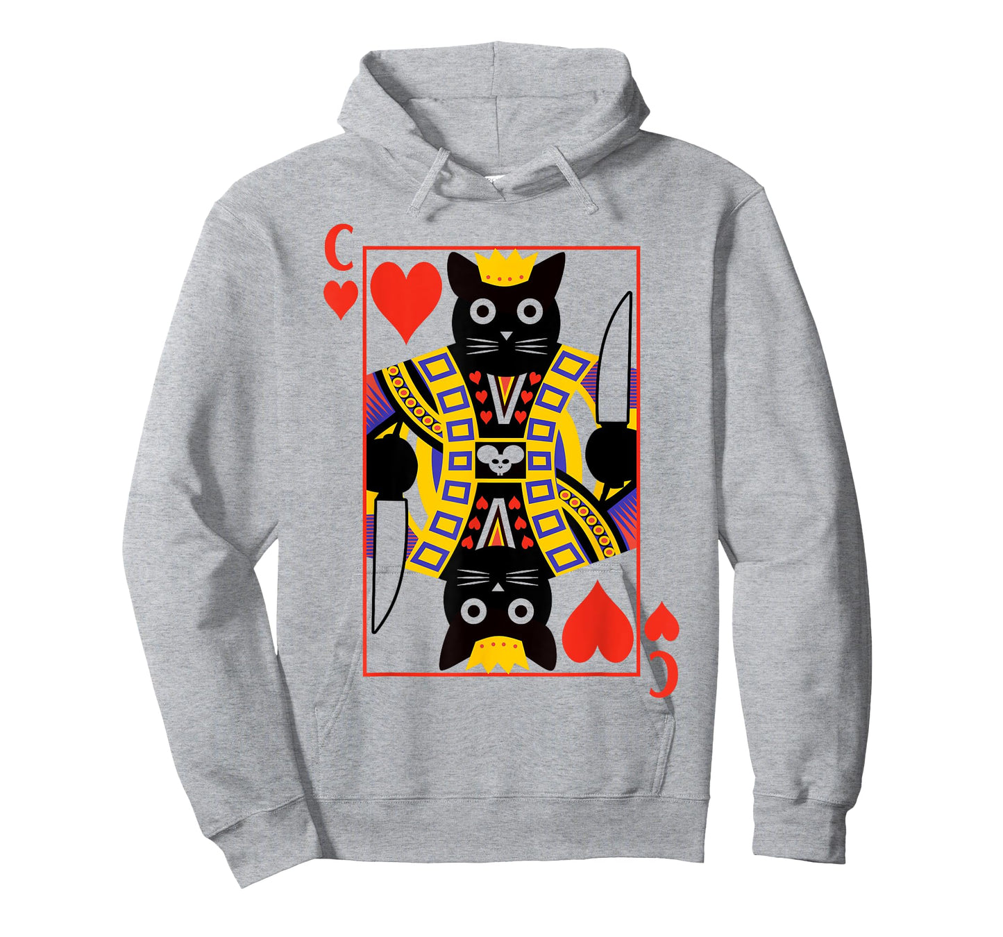 King Of Hearts Cat Poker Playing Card T-Shirt for Men Women