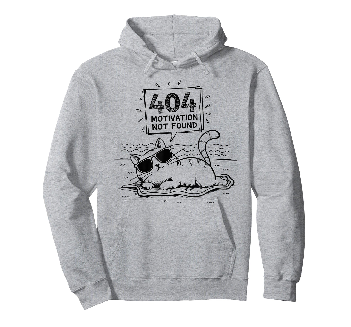 404 Motivation Not Found Funny Lazy Cat Humor Cat Lady T-Shirt
