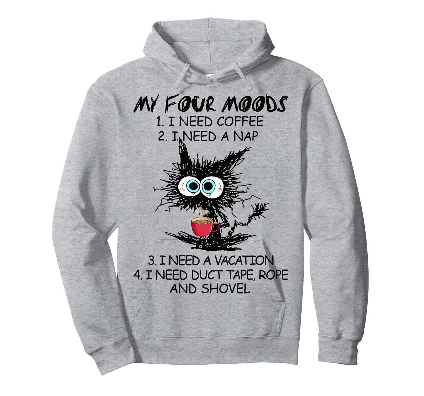 Black Cat My Four Moods I Need Coffee I Need A Nap Coffee T-Shirt for Men Women