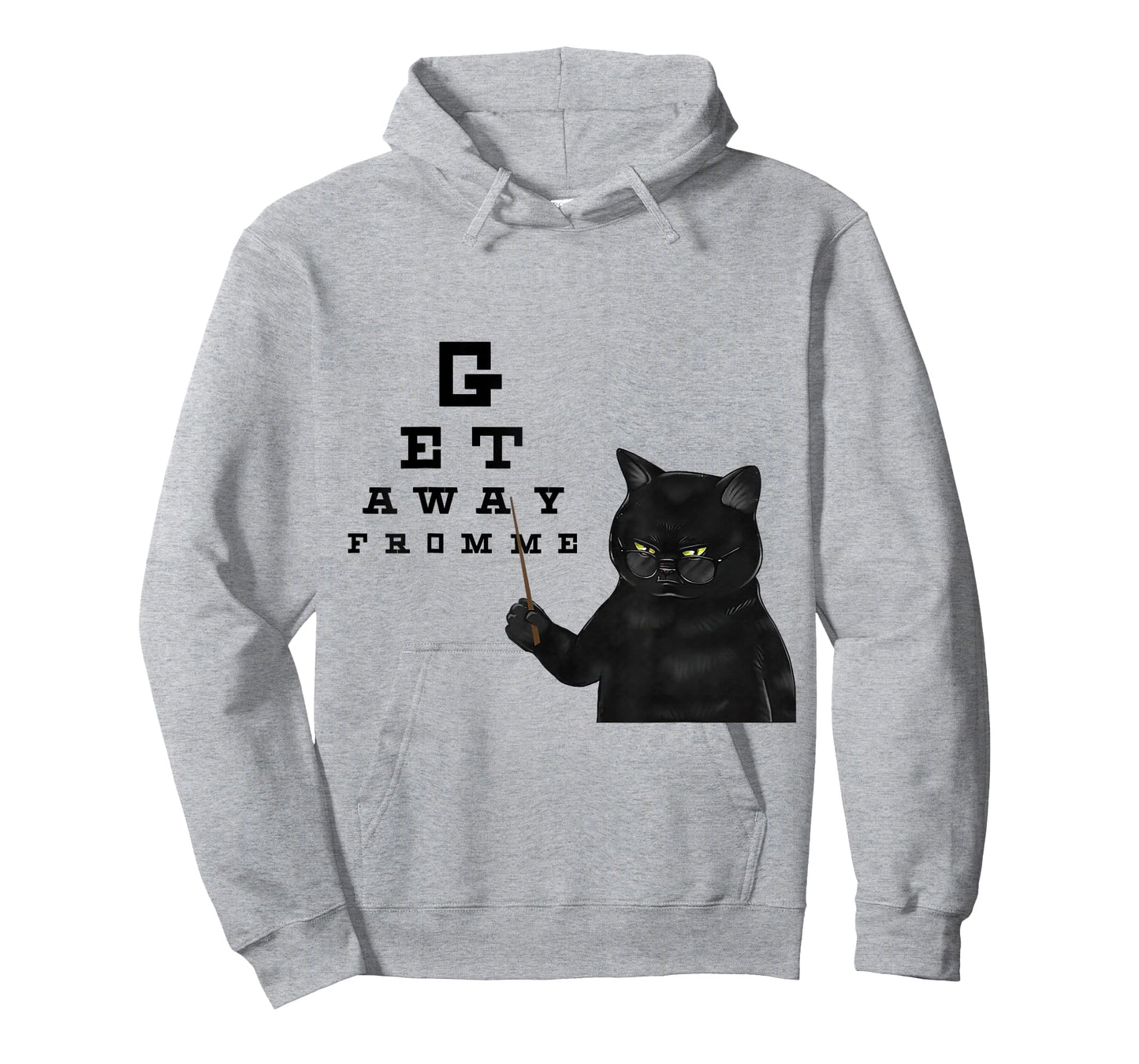Snellen Eye Chart Black Cat Get Away From Me Funny Sarcastic T-Shirt for Men Women Girls Kids