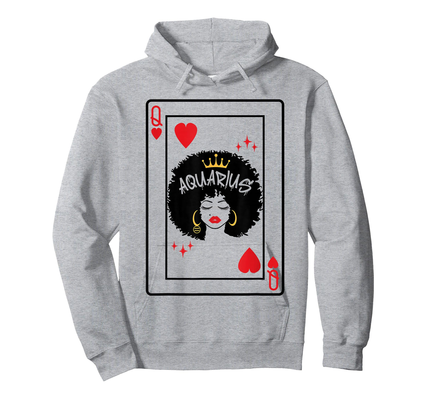 Aquarius Astrology Black Queen Hearts Blackjack Cards Poker T-Shirt