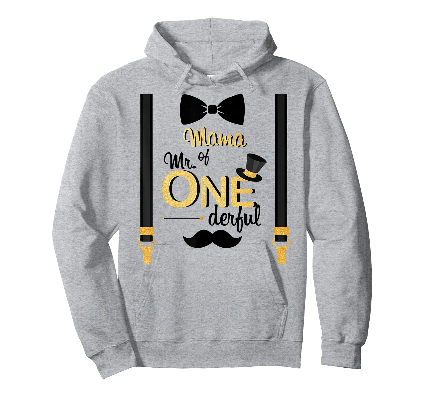 Mama Of Mr One-derful Party Gold-Black Mustache 1st Birthday T-Shirt