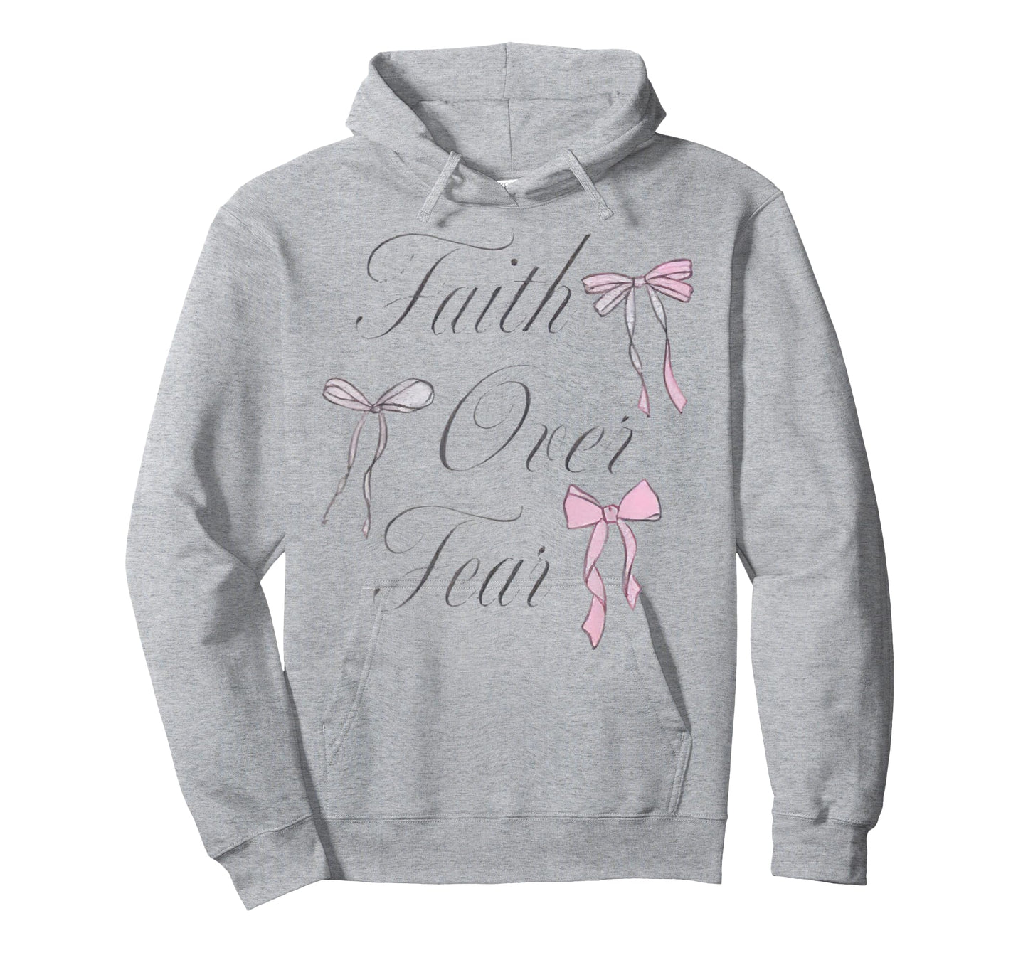 River Like Up Faith Over Fear Christian Coquette Christian Bow Pink, White T-Shirt