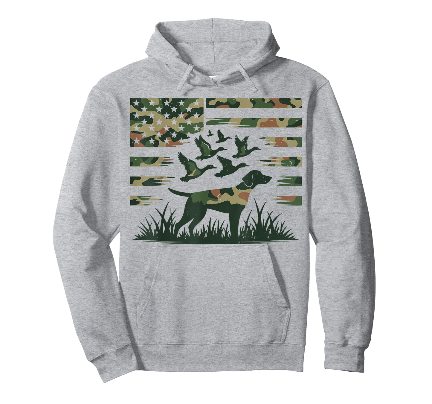 Youth Camo Mallard Duck Hunting Dog Camouflage American Flag T-Shirt