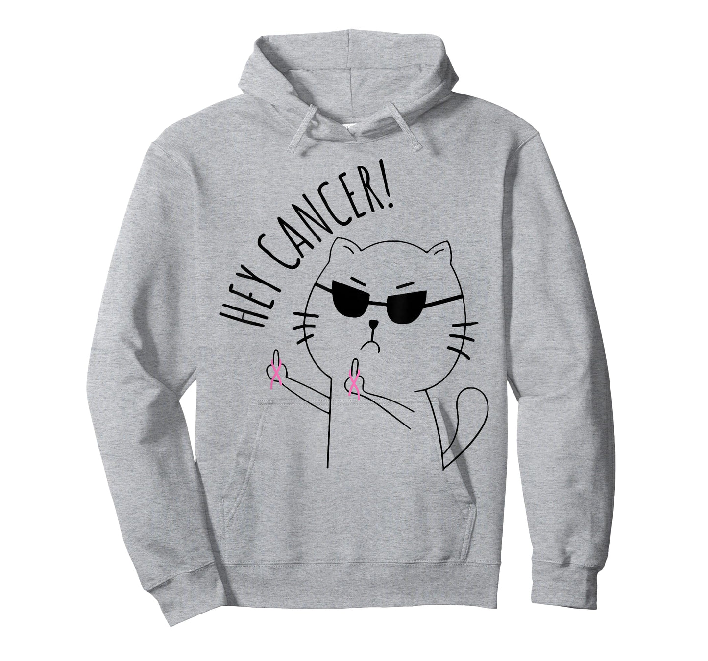 Hey Cancer Funny Cat Pink Ribbon Breast Cancer Awareness T-Shirt