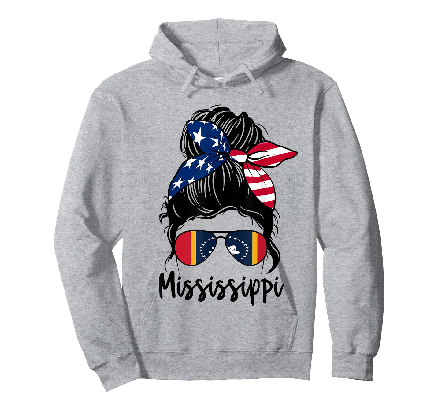 Mississippi Girl Mississippi Flag State Girlfriend messy bun T-Shirt