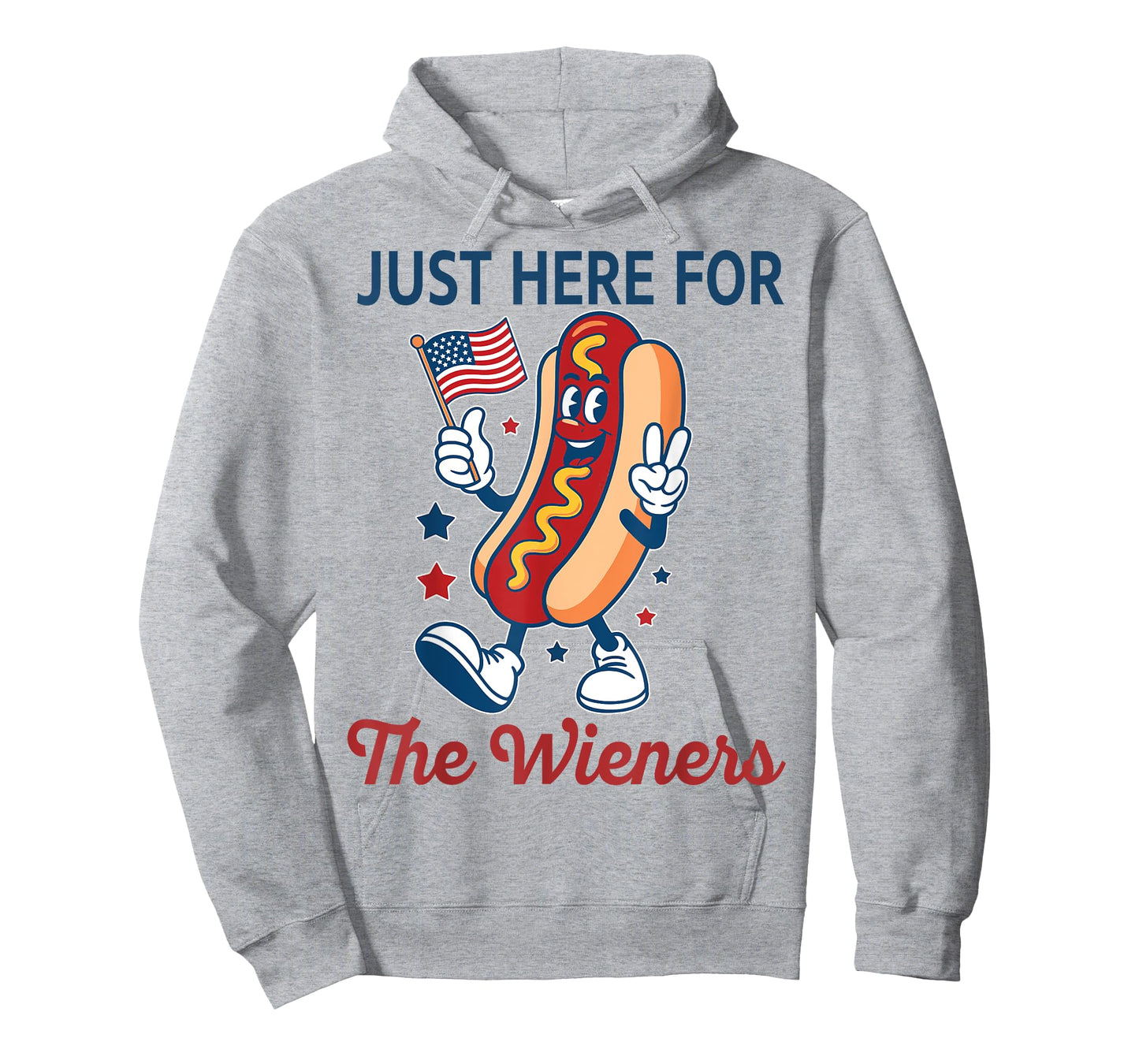 Just Here for The Wieners 4th of July Funny Hot Dog T-Shirt for Men Women Kids