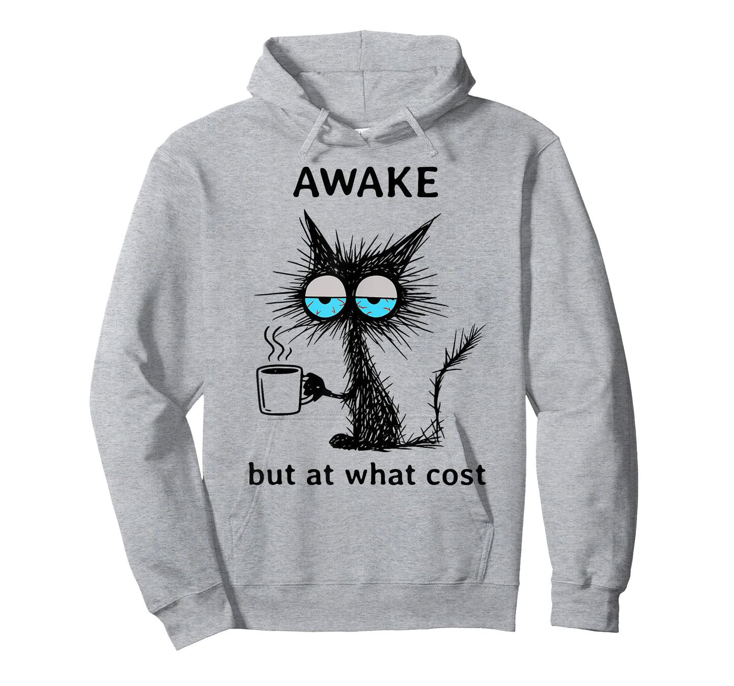 Funny Sarcastic Cat Meme Awake But at What Cost Cat T-Shirt