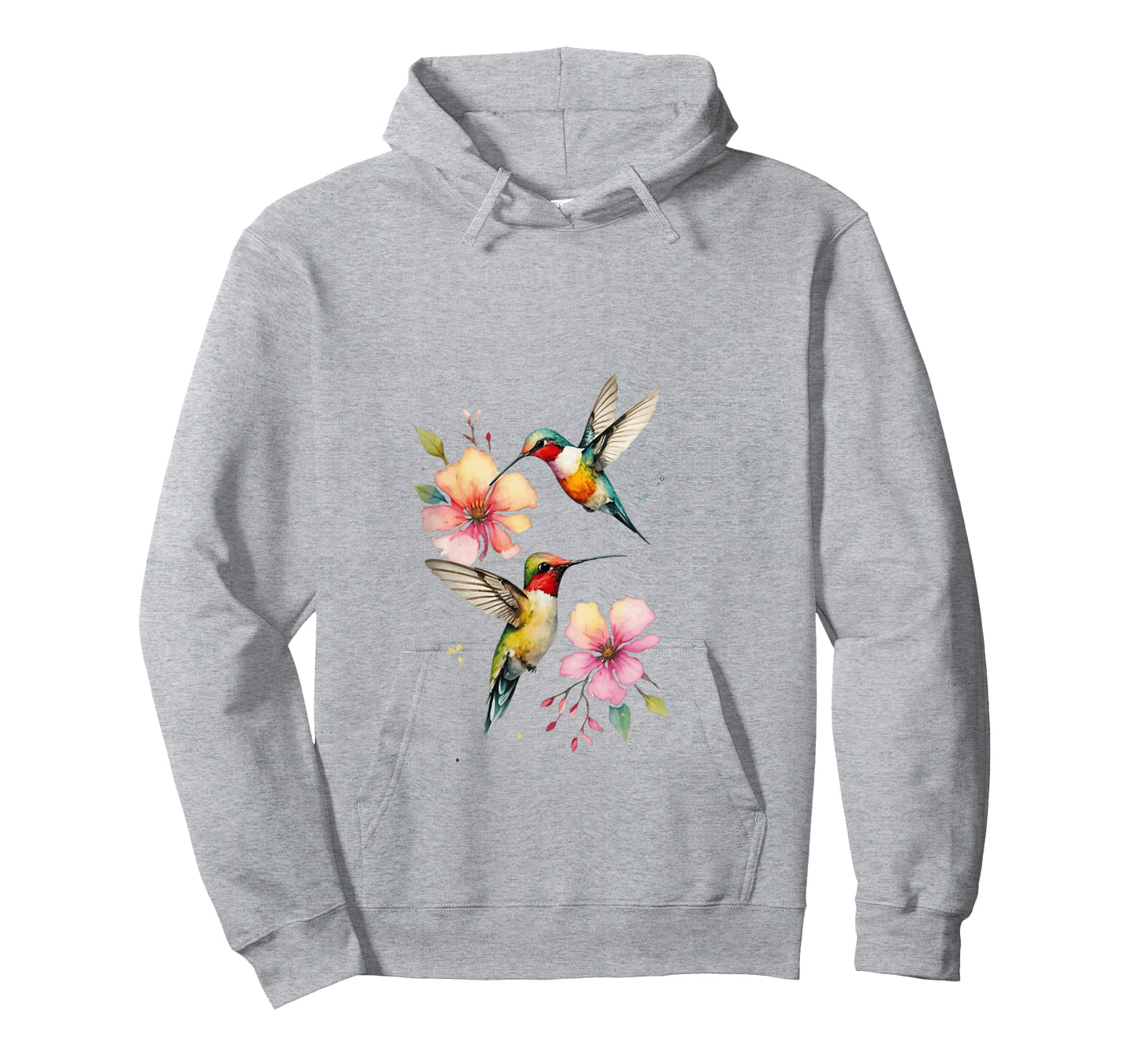 Vibrant Hummingbirds and Floral Watercolor Artwork T-Shirt