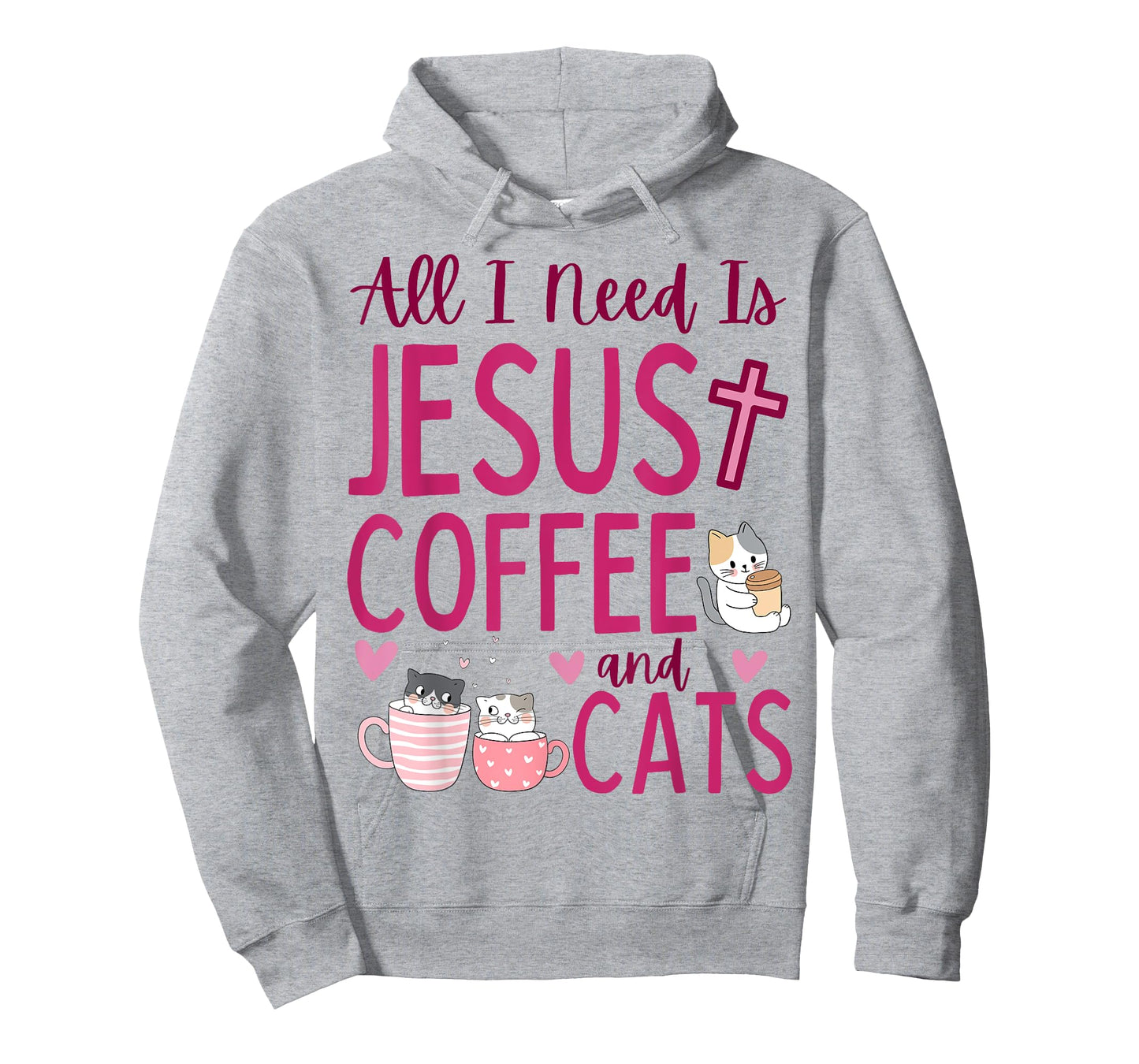 All I Need Is Jesus Coffee and Cats Christian Funny Cute T-Shirt