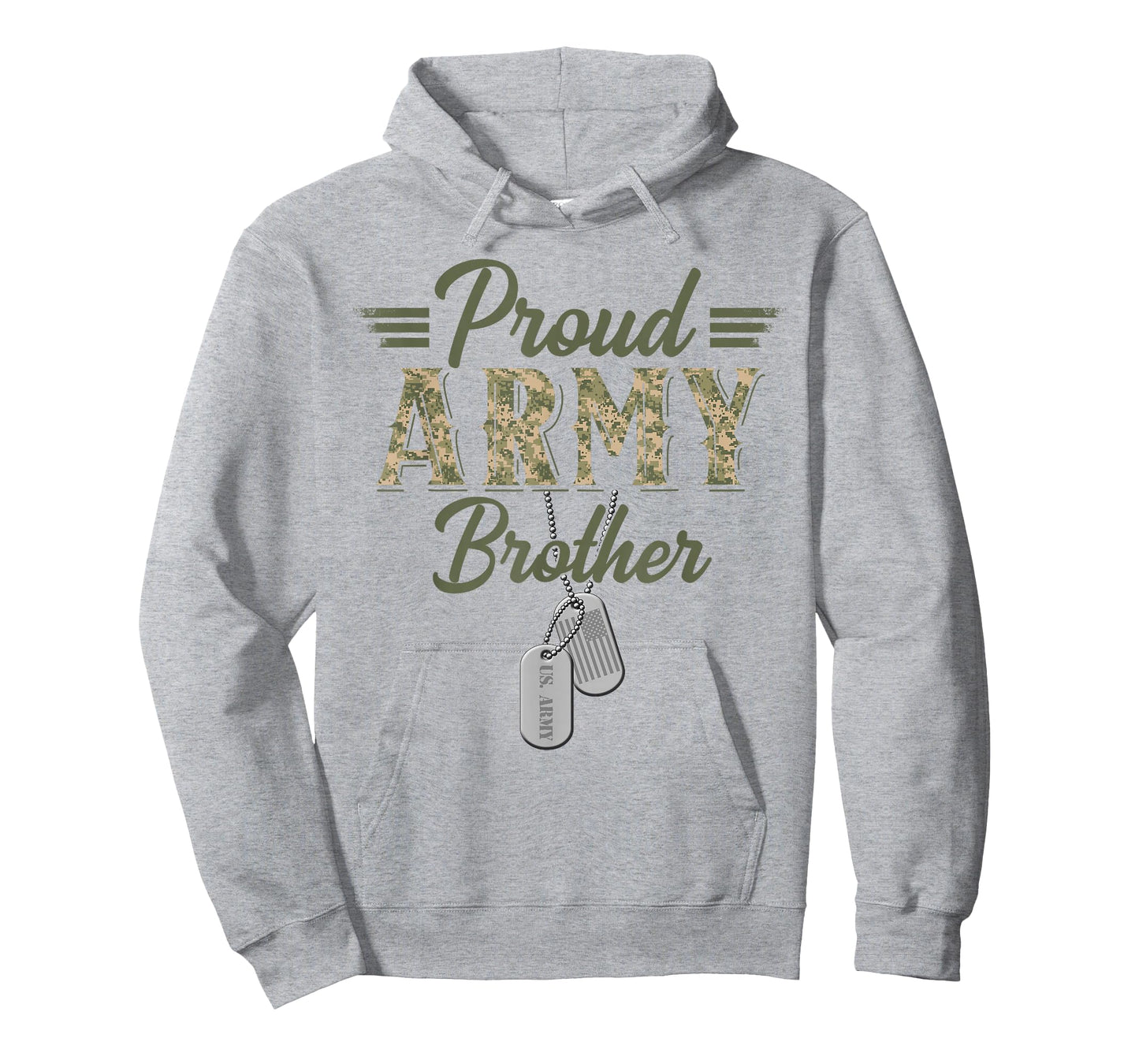 Proud Army Brother Military Brother with Dog Tag US Flag T-Shirt