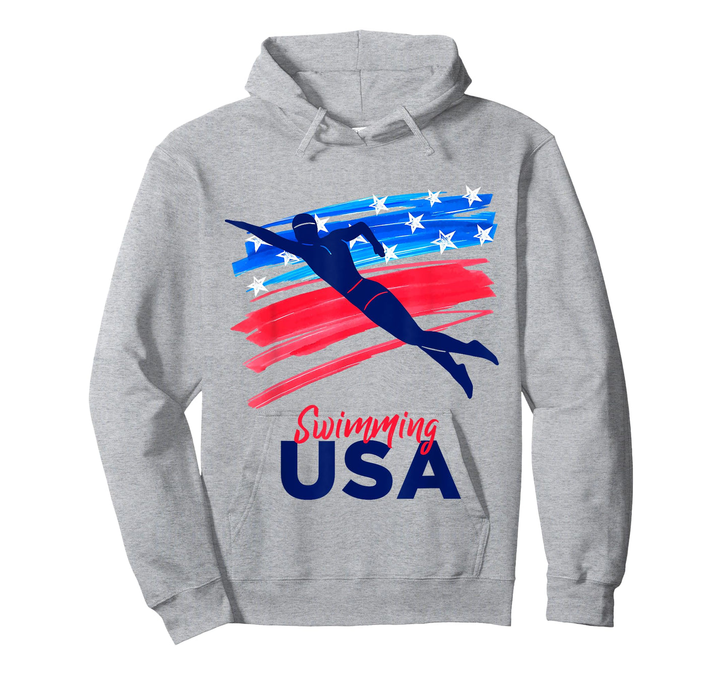 Mens Swimming Support Team Flag USA Pool Swimmer American T-Shirt