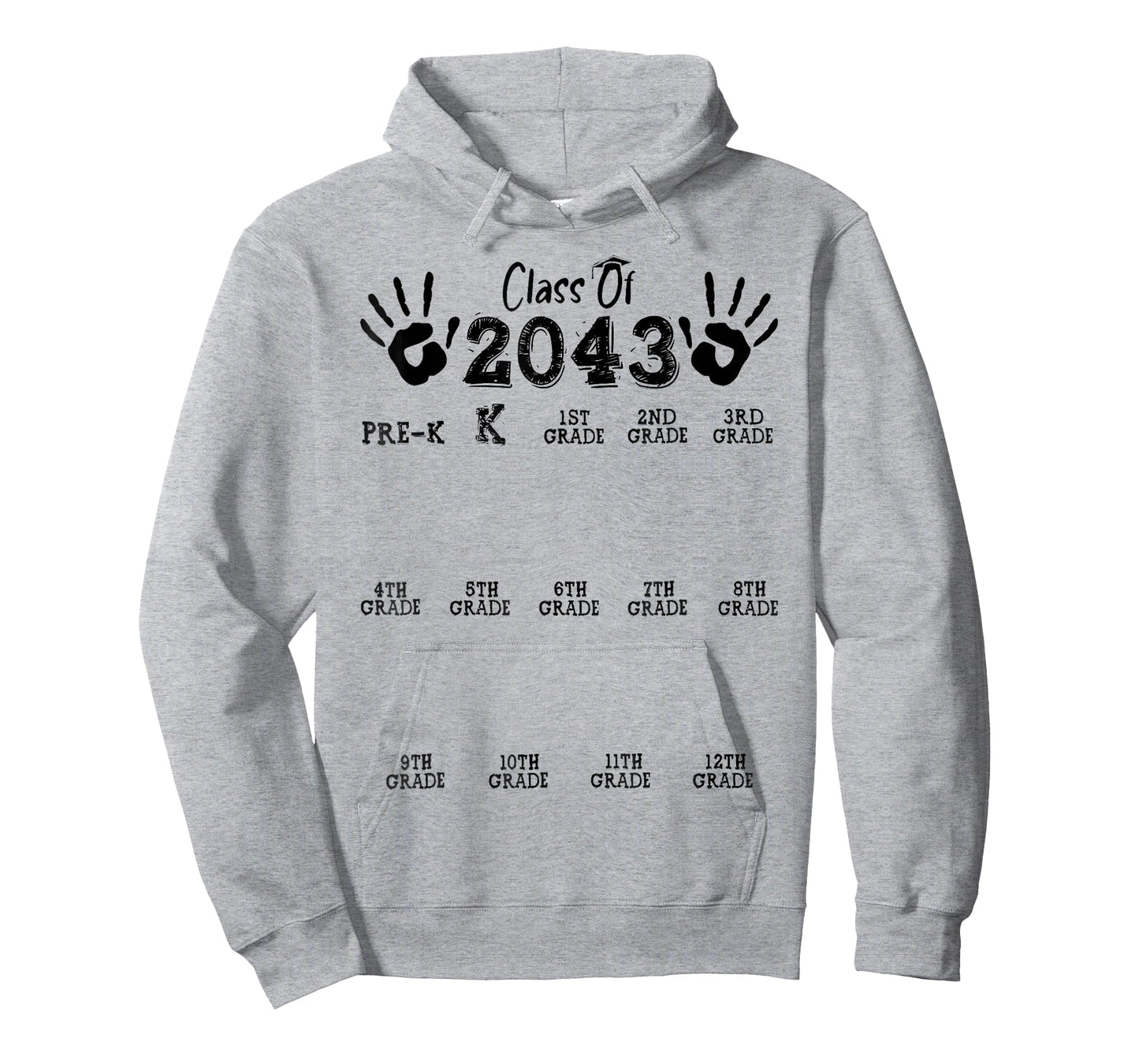 Class of 2043 Grow With Me Shirts Handprint Pre-K 12th Grade T-Shirt