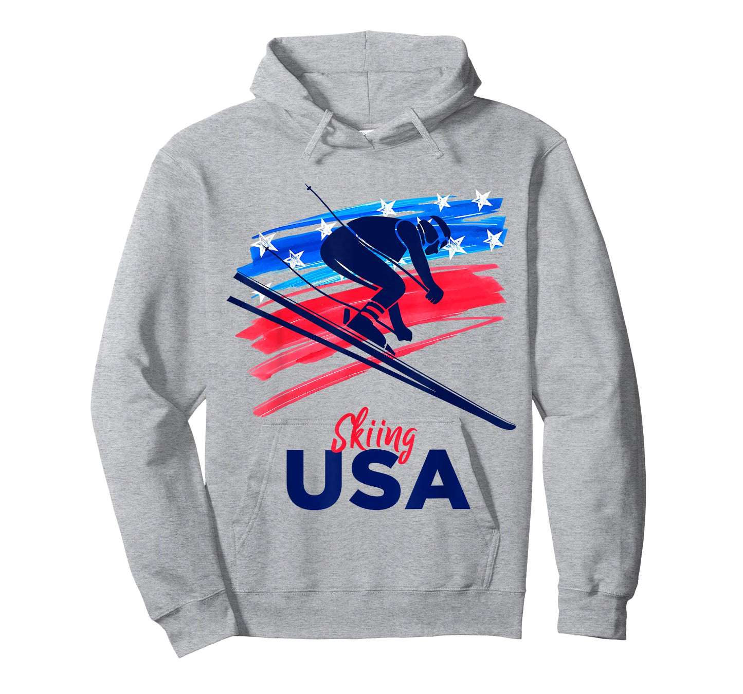 Skiing USA Support the Team Shirt USA Flag Skiing Lover T-Shirt for Women Kids Men