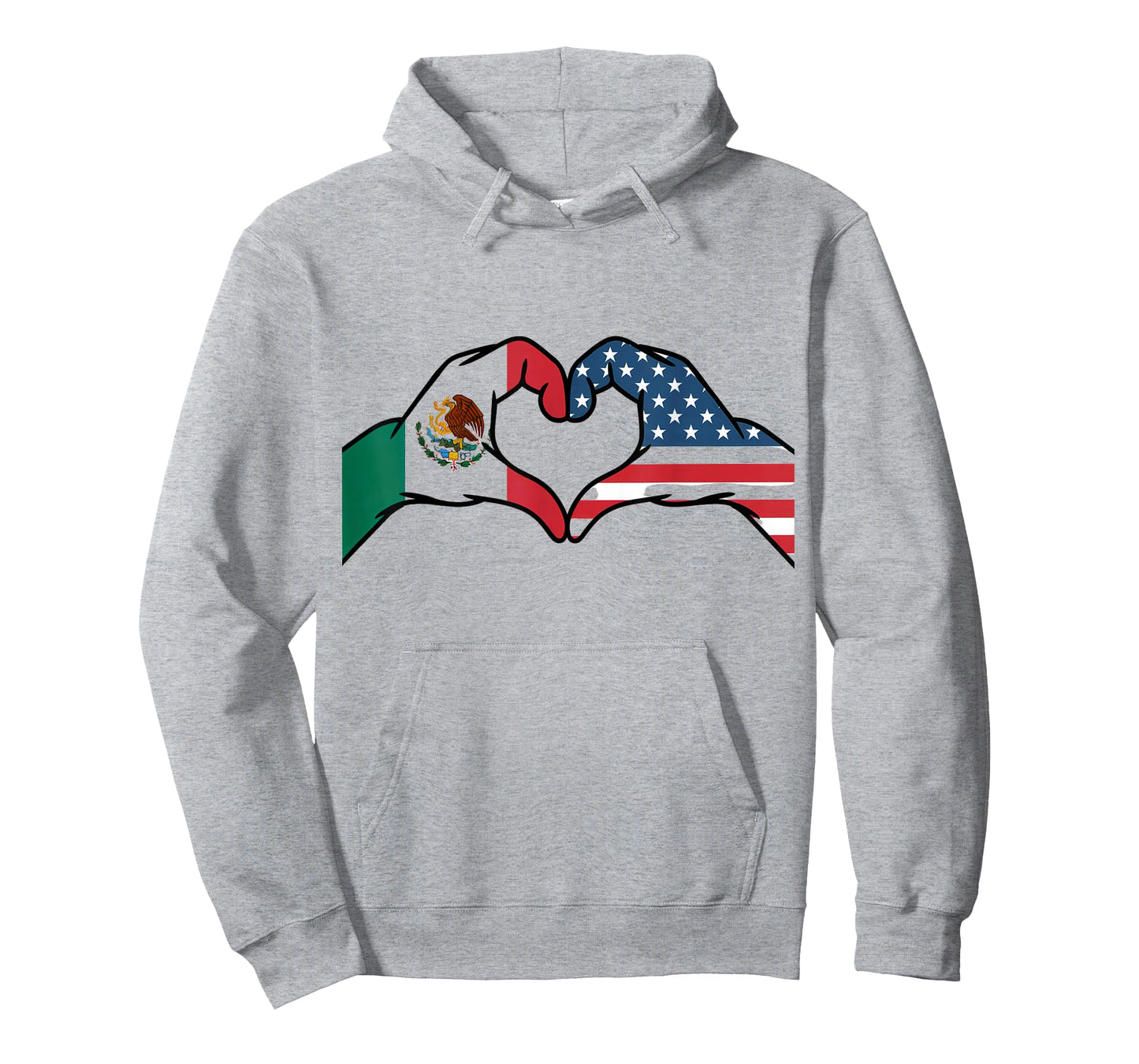 Mexican American Flag Print Heart Hands Love Mexico USA T-Shirt
