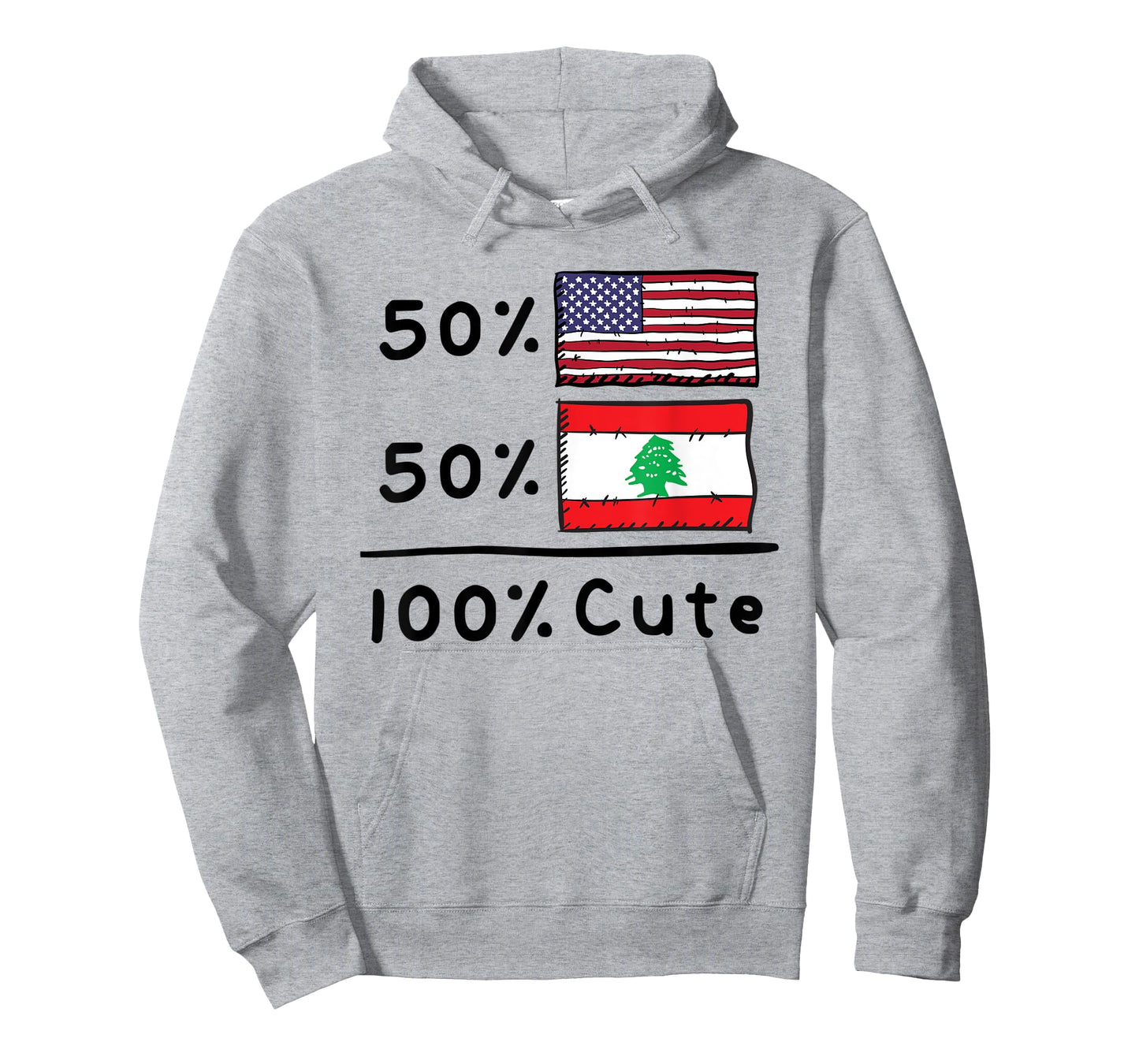 50% American 50% Lebanese 100% Cute Lebanon USA Flags T-Shirt