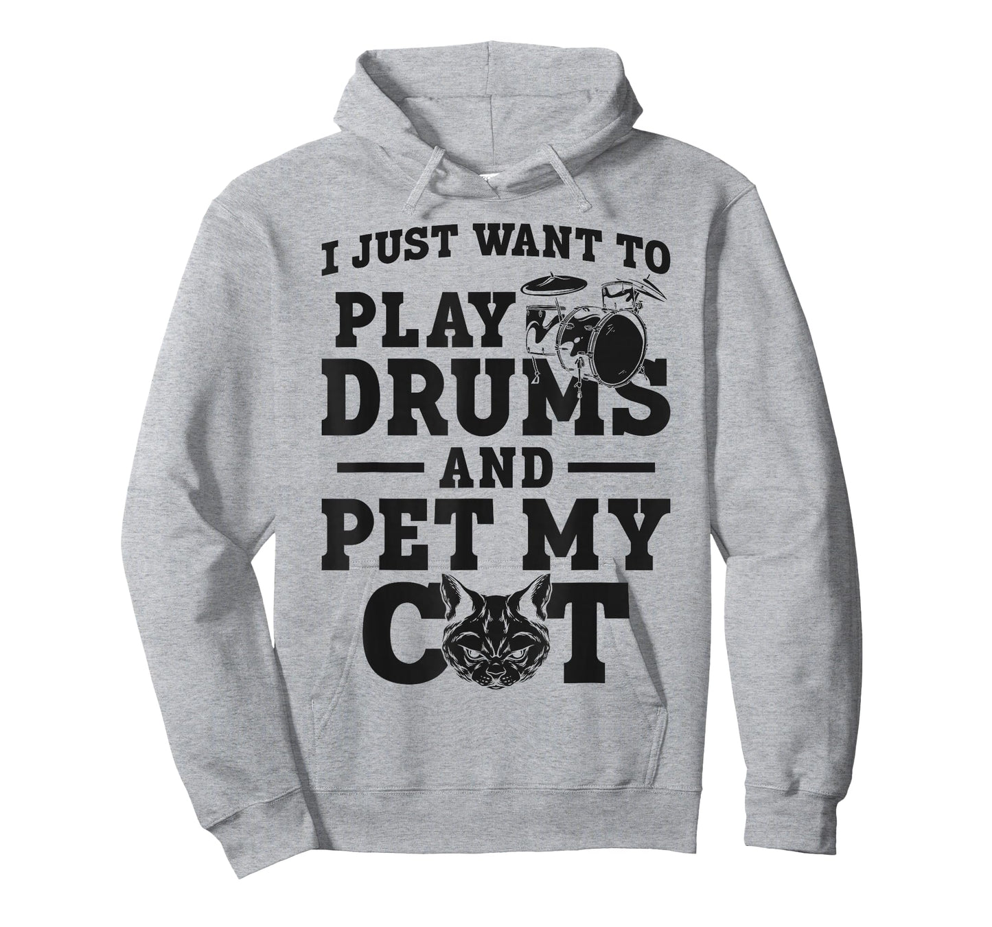 Drummer Drum Set Cat Vintage I Just Want To Play Drums And T-Shirt