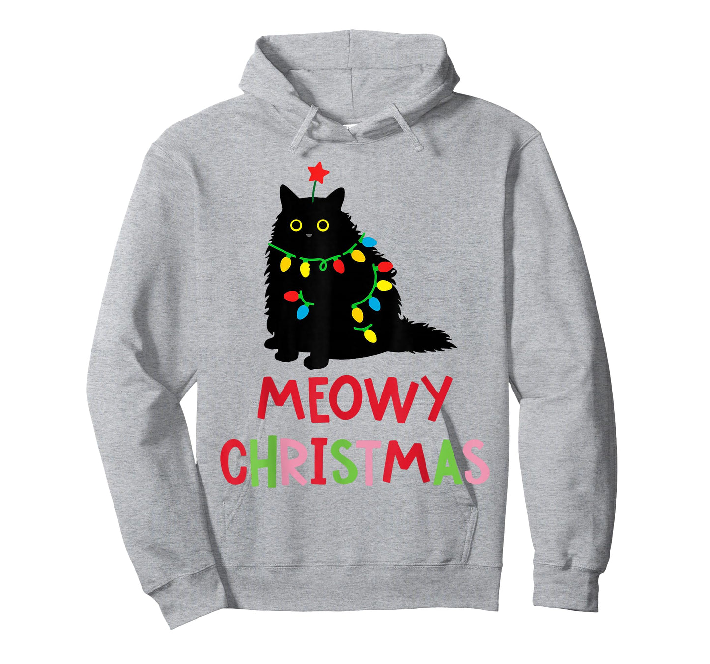Meowy Christmas Funny Black Cat Christmas Lights Cat Lovers T-Shirt