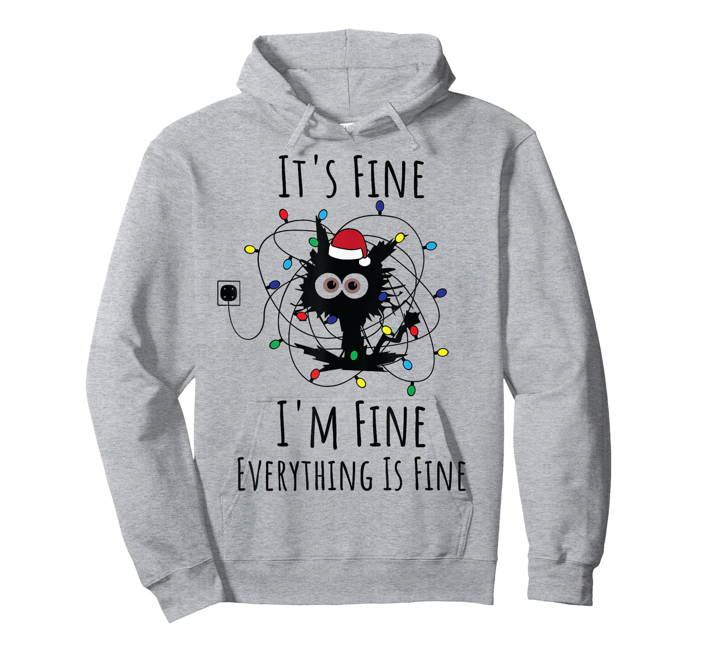 I'm Fine Everything Is Fine Cute Cat Christmas Lights Xmas T-Shirt