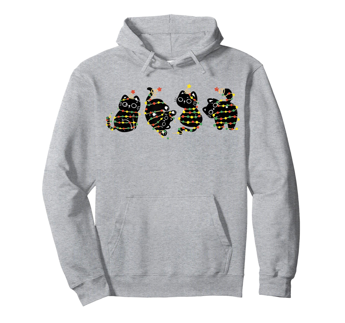 Cute Cat Lover Funny Xmas Holiday Black Cat Christmas Lights T-Shirt