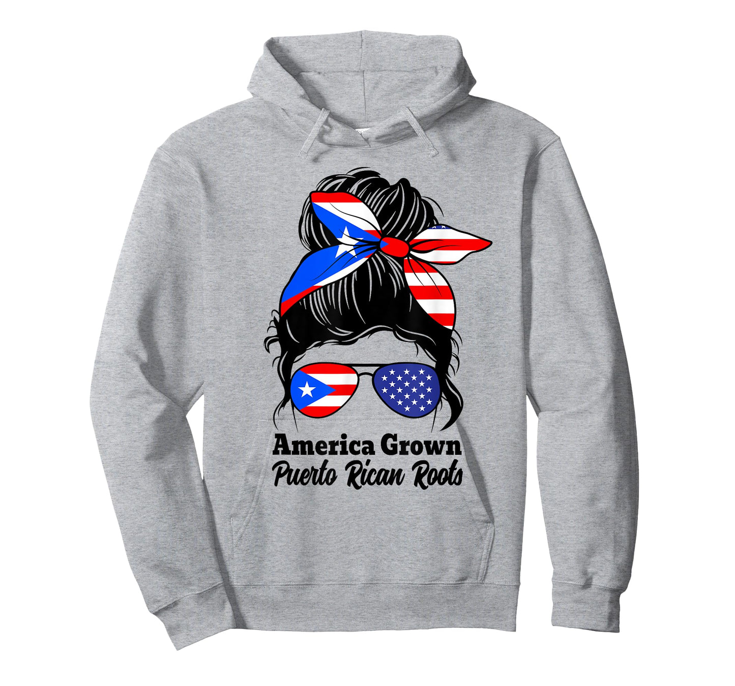 American Grown Puerto Rican Roots messy bun boricua pride T-Shirt
