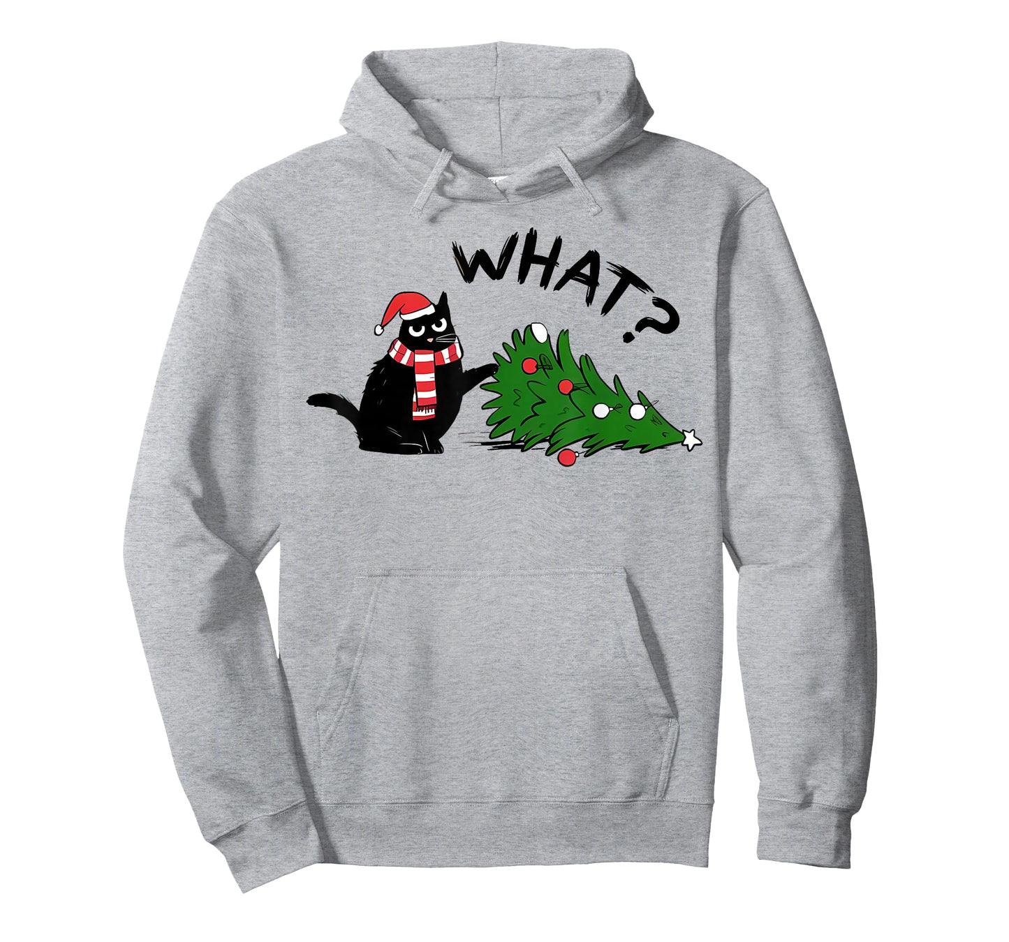 Funny Black Cat What? Christmas Tree Funny Cat Lover T-Shirt
