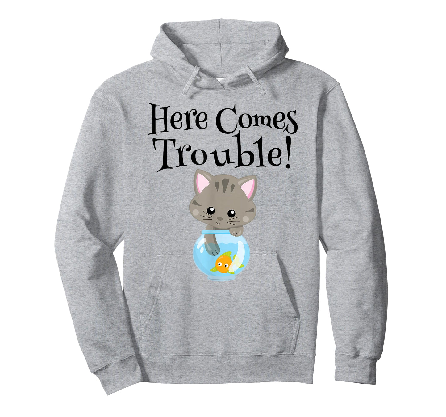Kitty Cat Here Comes Trouble Funny Goldfish T-Shirt