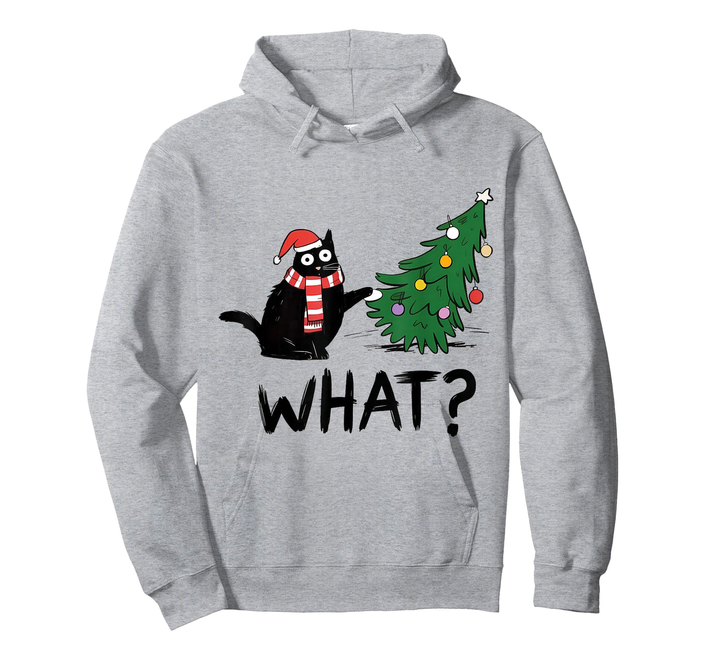 Funny Black Cat What? Lights Christmas Tree Funny Cat Lovers T-Shirt