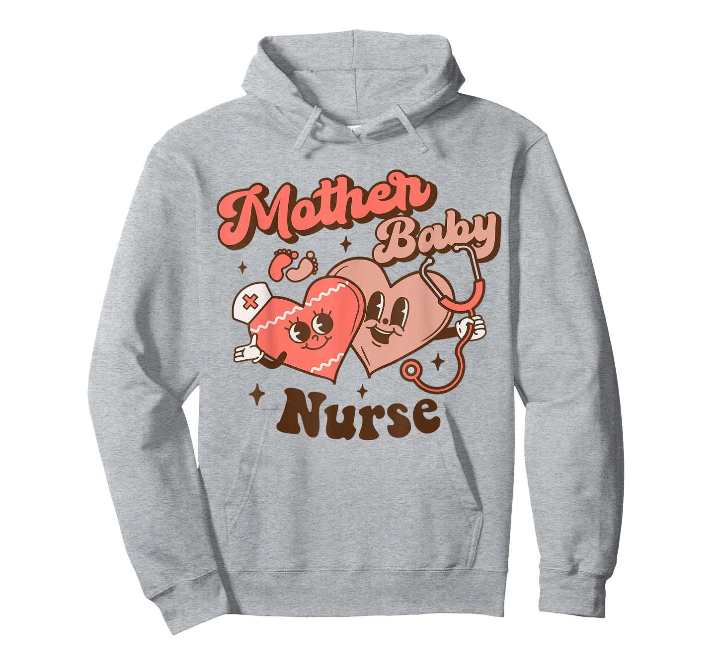 Mother Baby Squad Postpartum Nurse Groovy Nursing Valentines T-Shirt