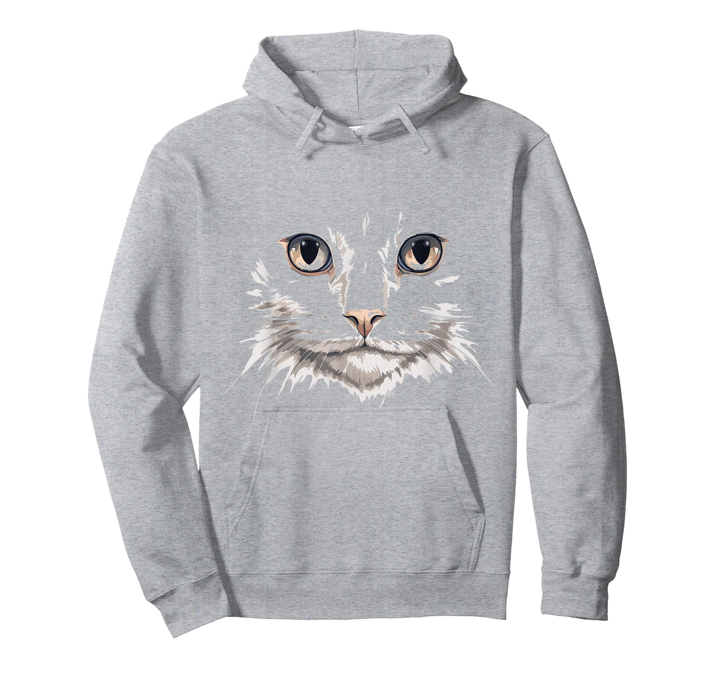 Realistic White Cat Face Cat Lover Graphic T-Shirt