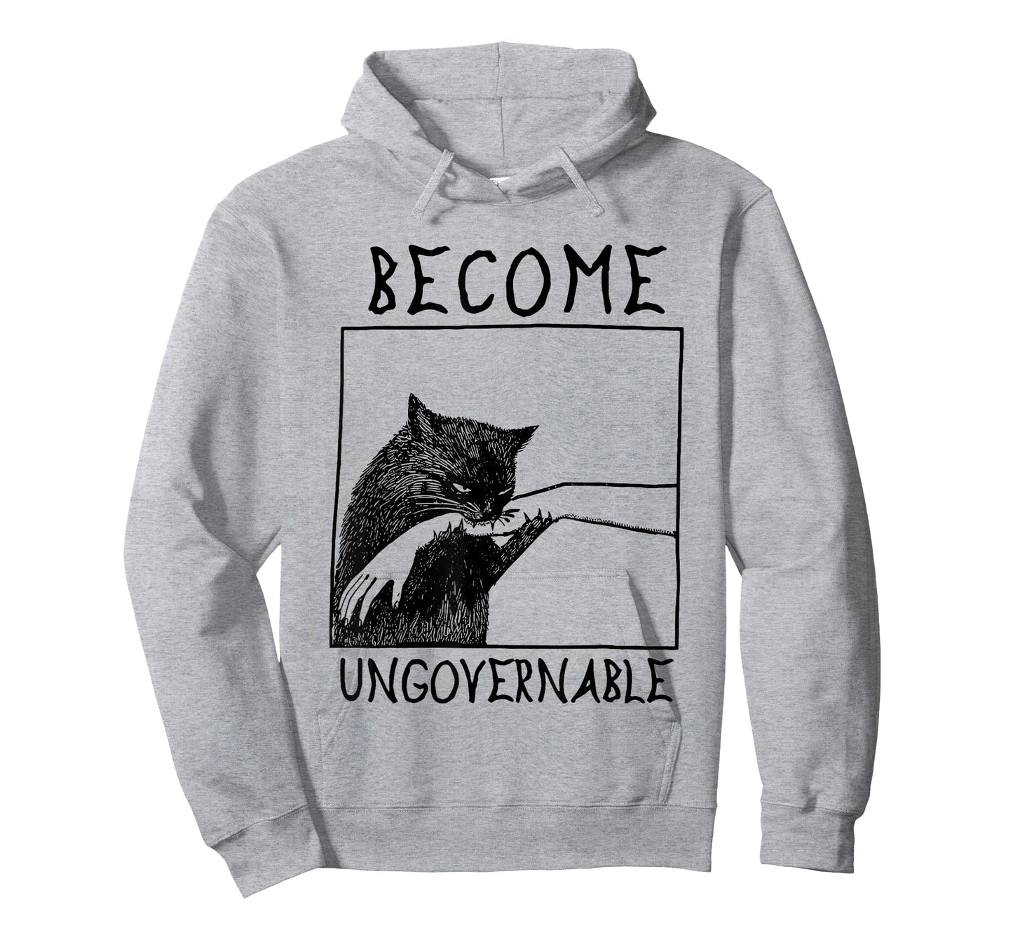 Become Ungovernable - Black Cat Biting Hand Funny Meme T-Shirt
