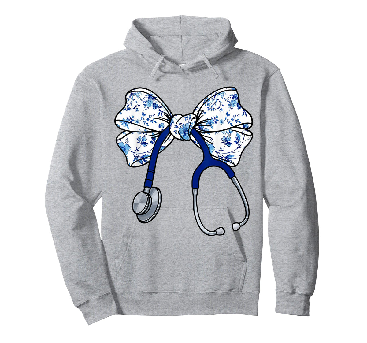 Floral Blue Coquette Bow Nurse Stethoscope Nursing Doctor T-Shirt
