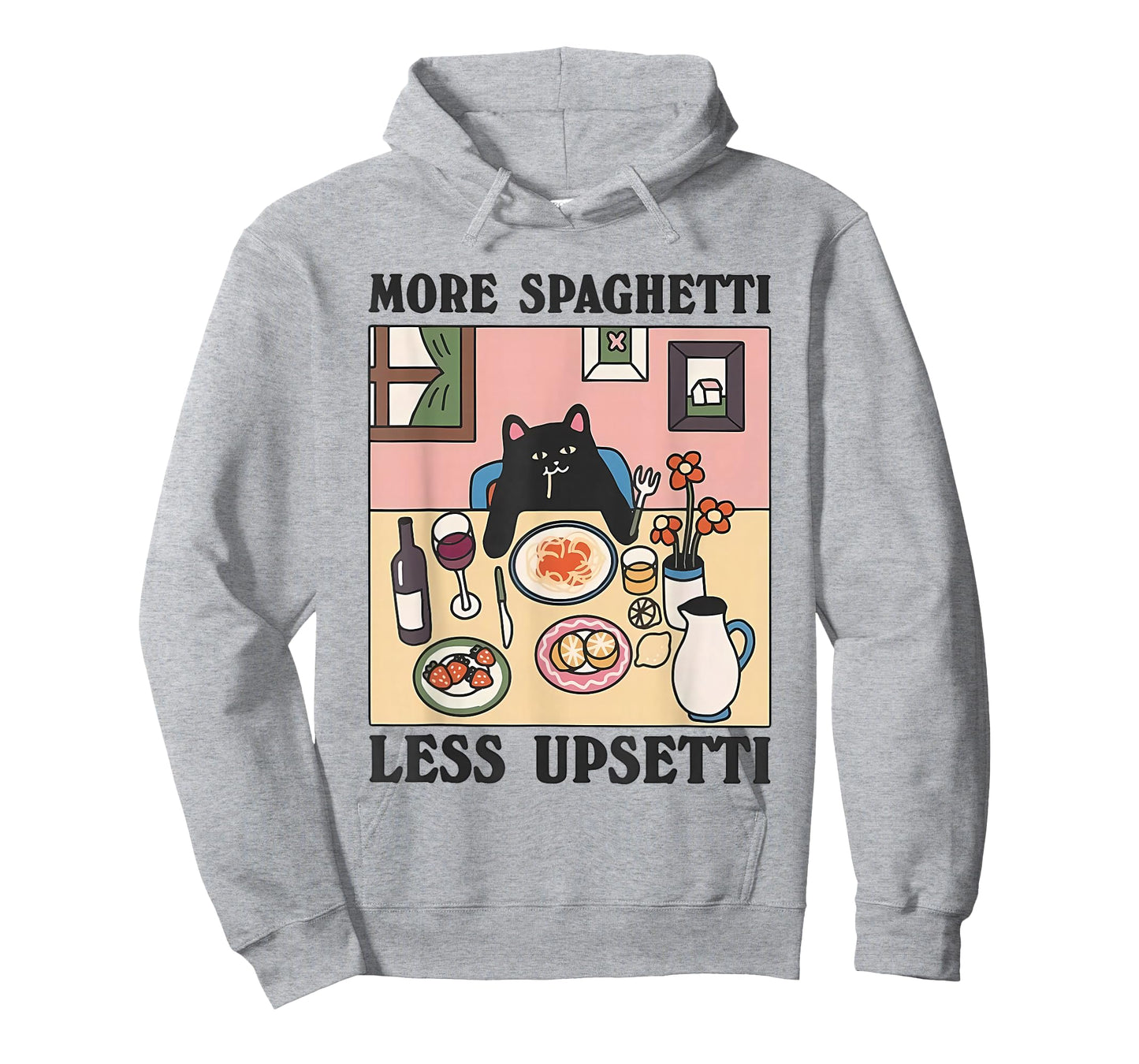 More Spaghetti Less Upsetti Funny Cat Eating Spaghetti T-Shirt