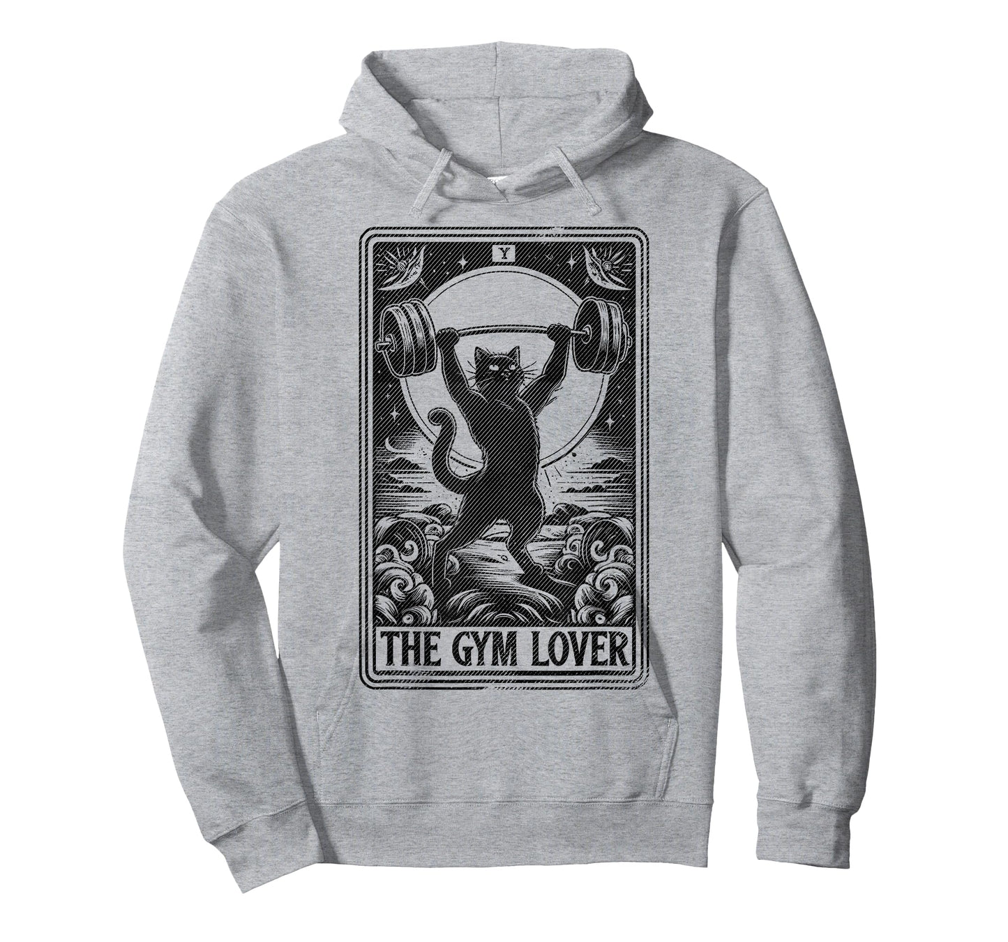 The Gym Lover Tarot Card Cats For Workout Fitness Fan T-Shirt, Small, Grey