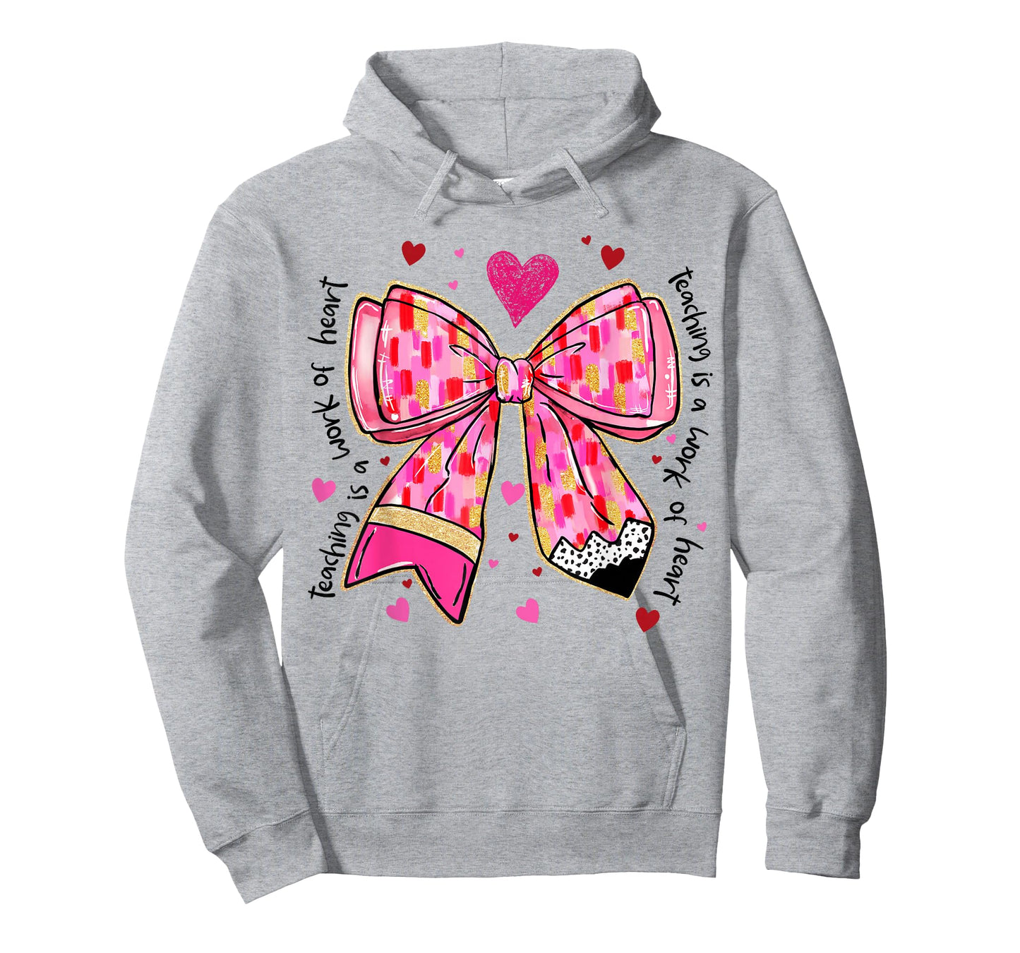 Teaching is A Work of Heart Pencil Bow Teacher Valentine T-Shirt