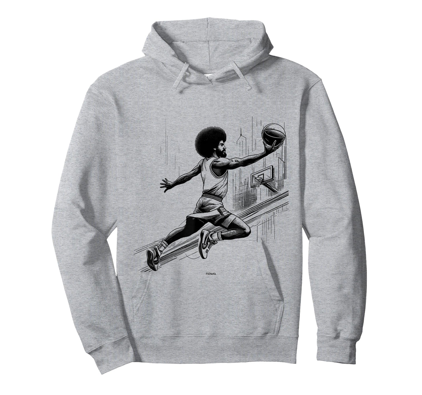 HOOPS by nowa. BASKETBALL HAIR STYLE SPORTS JERSEY LEGENDARY DOCTOR J JULIUS AFRO LAYUP CITY T-Shirt, Small, White