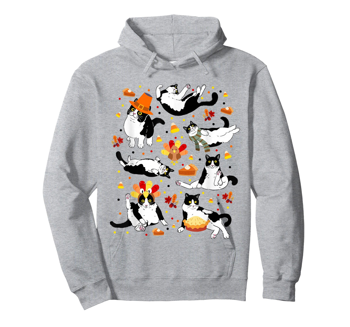 Funny Tuxedo Cat Fall Season Cute Cat Autumn Kids Men Women T-Shirt