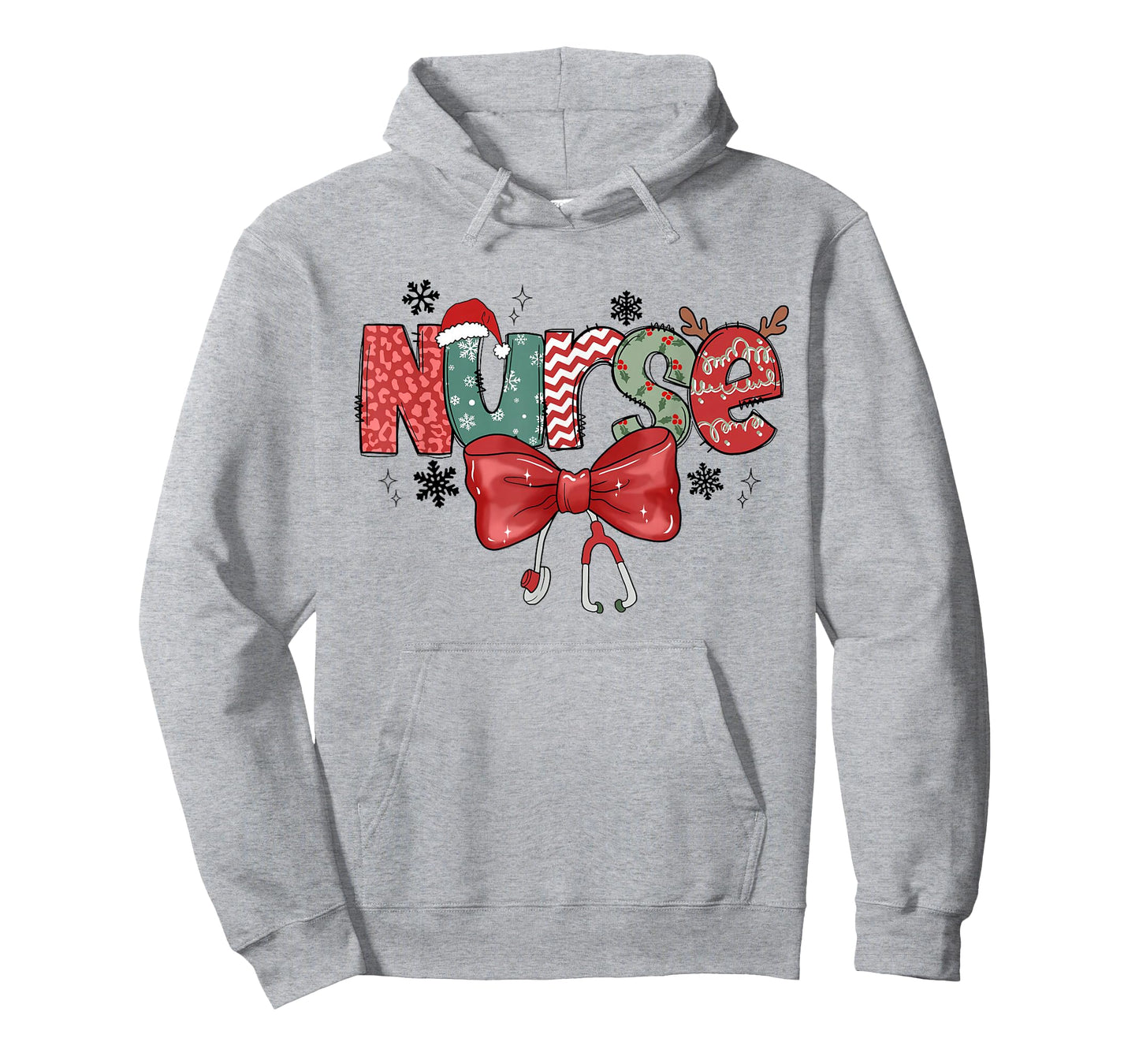 Christmas Nurse Coquette Bow Stethoscope Nursing Xmas Pjs T-Shirt