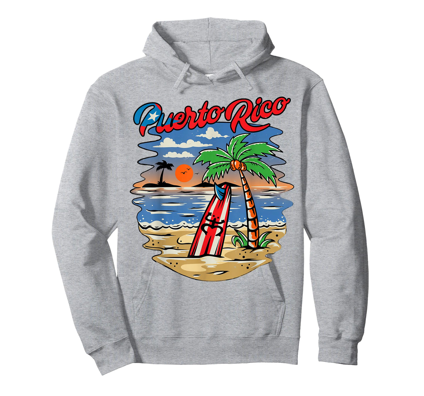 Puerto Rico Beach Puerto Rican Flag Retro Vintage 70s Sunset T-Shirt