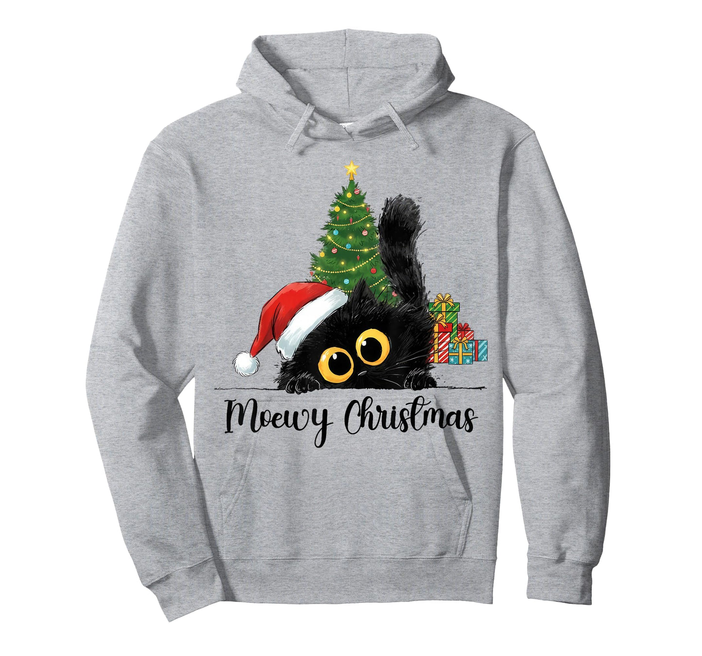 Moewy Christmas Cute Cat Santa Hat Xmas Women Girl T-Shirt