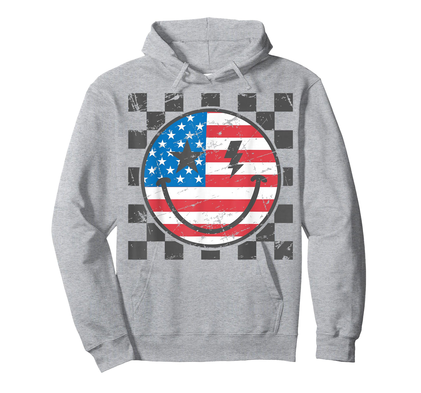 Happy 4th of July Groovy Smile Face Red White Blue USA Flag T-Shirt