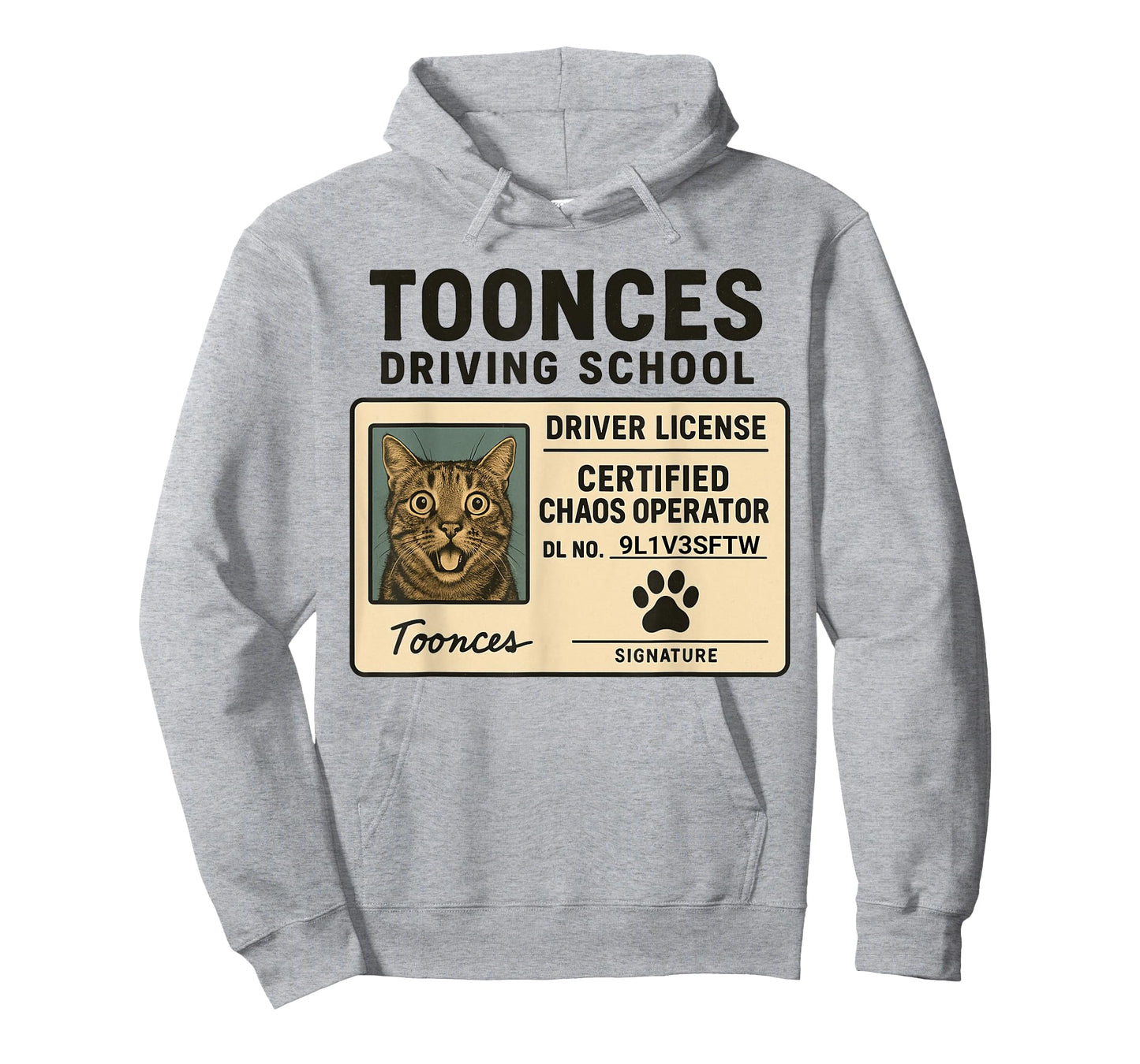 Toonces Driving School Funny Cat 9 Lives License T-Shirt