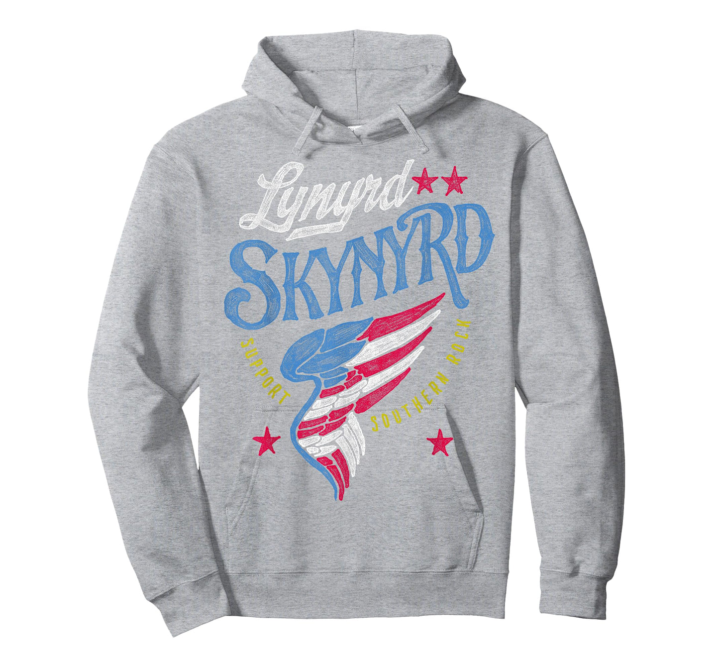 Lynyrd Skynyrd Support Southern 70s Rock Wing Flag Stars T-Shirt