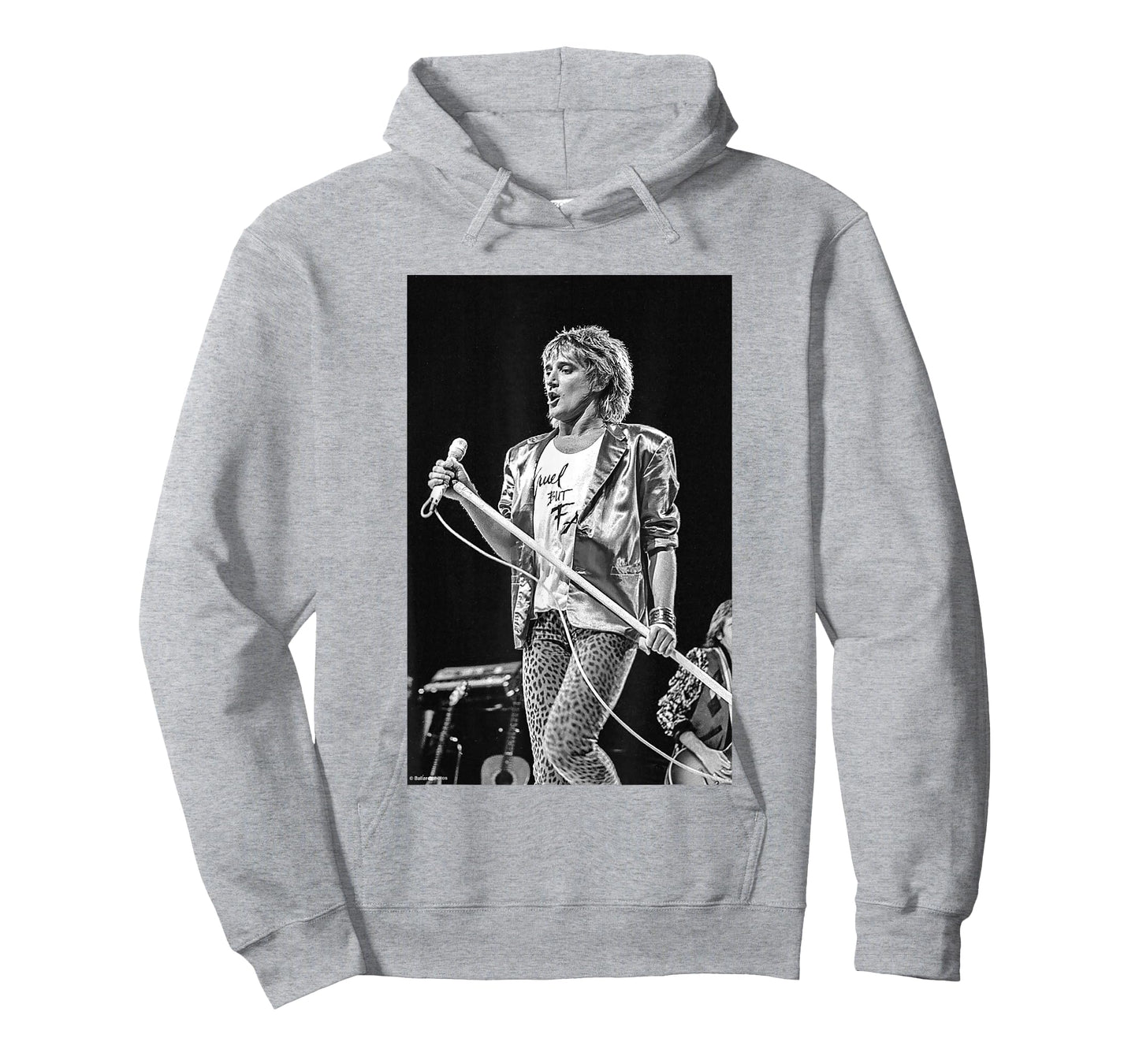 Rod Stewart Live Mic Stand Pose Faces by Allan Ballard T-Shirt