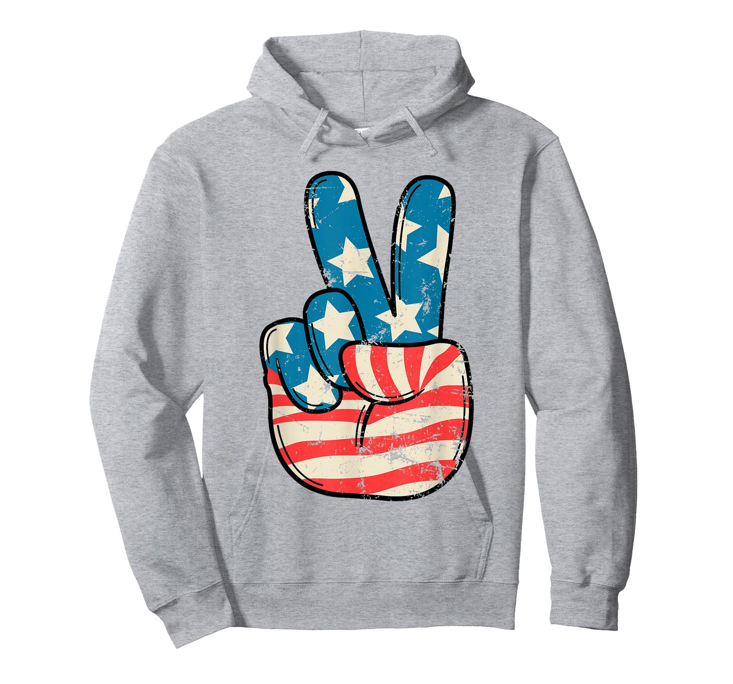 USA Flag Peace Sign Hand 4th of July Patriotic Men Boys T-Shirt